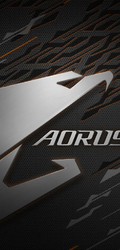 Aorus futuristic theme on dark gray background wallpaper.