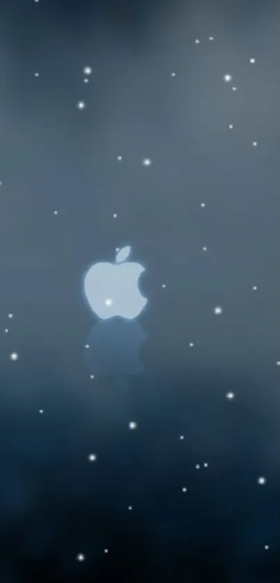 Apple logo in a dark starry night sky wallpaper.