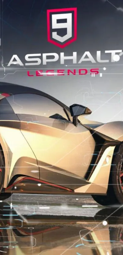 Asphalt Legends wallpaper featuring a sleek, futuristic race car design.