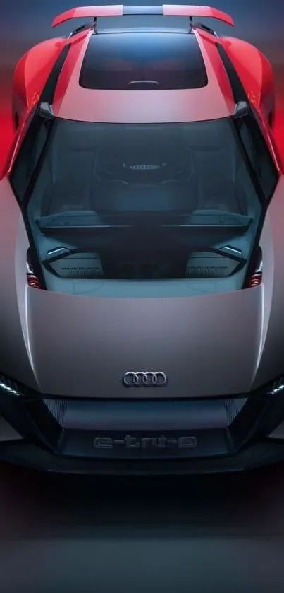 Sleek and modern Audi car viewed from above.