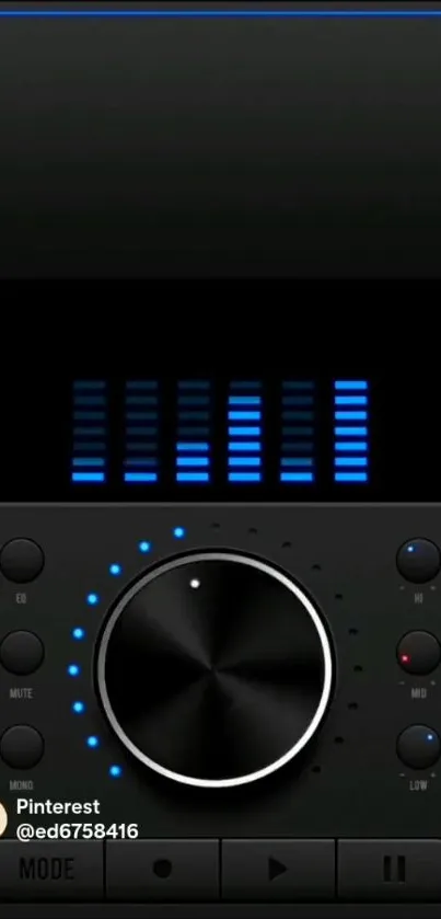 Modern audio system wallpaper with volume knob and equalizer display.