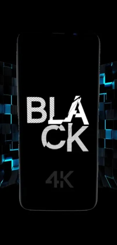 Sleek black 4K wallpaper with futuristic blue highlights.