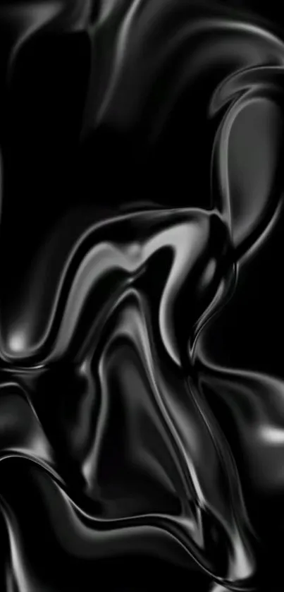 Luxurious black abstract wallpaper with sleek, flowing waves.