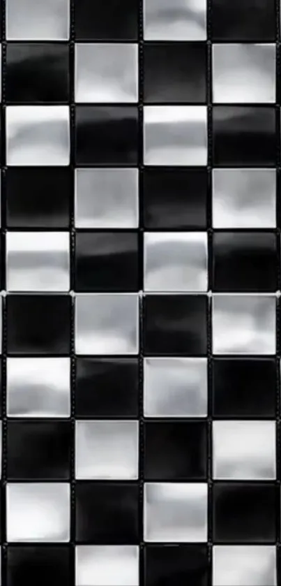 Black and silver checkerboard mobile wallpaper.