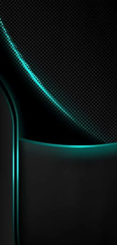Abstract design with black and teal curves.