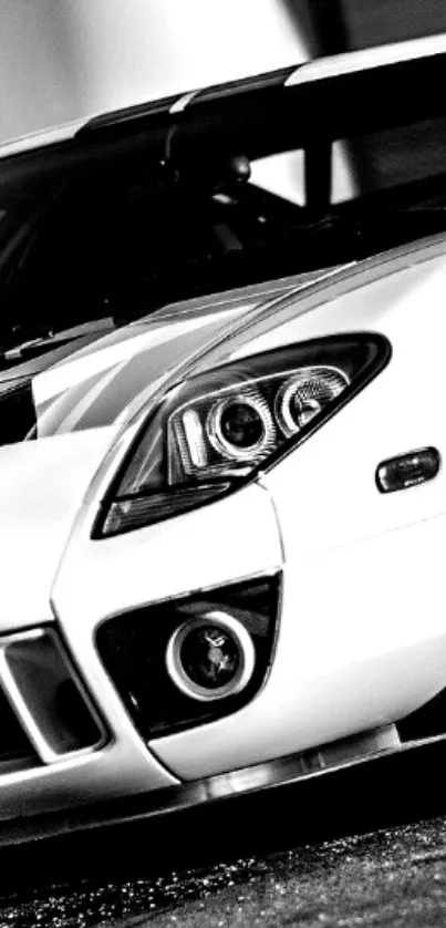 Black and white sports car wallpaper, mobile-friendly.