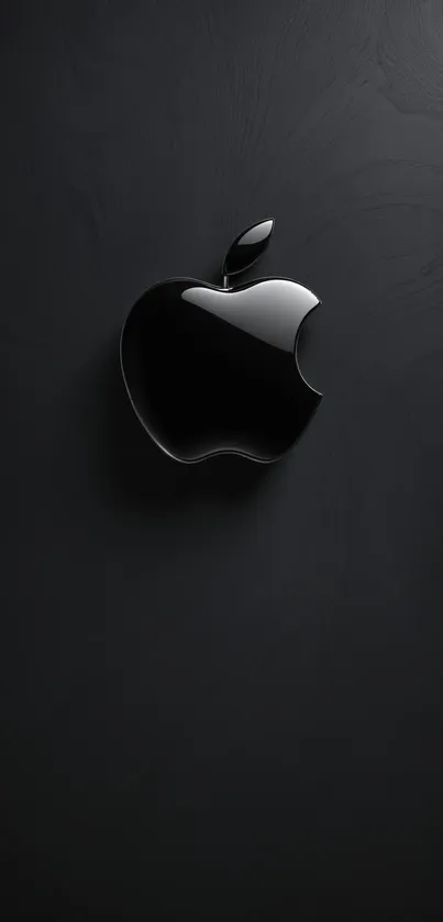 Sleek black Apple logo on textured background.