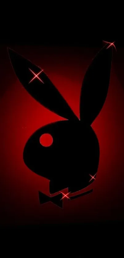 Sleek black bunny with red glowing background.