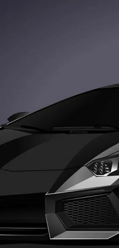 Stylized black sports car on dark background wallpaper.