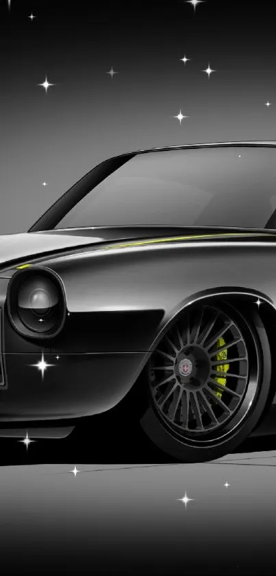 Sleek futuristic black car wallpaper with modern design for mobile screens.