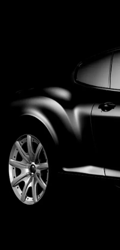 Sleek black car mobile wallpaper with elegant design.