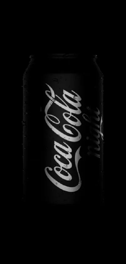 Sleek black Coca-Cola can wallpaper with minimalist design for mobile screens.