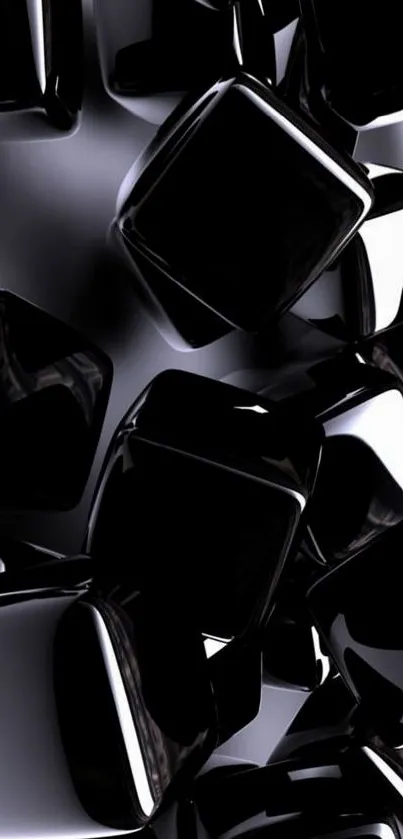 Stylish wallpaper of glossy black cubes with a sleek, modern aesthetic.