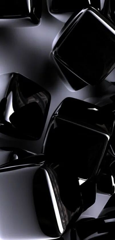 Sleek black cubes create a glossy, modern phone wallpaper.