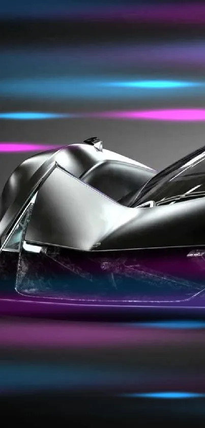 Sleek car with futuristic design in black color.