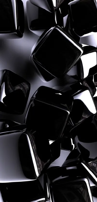 3D black cubes geometric wallpaper design.