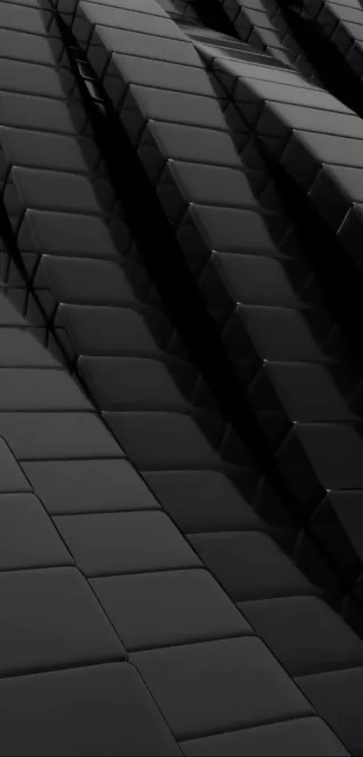 Sleek black geometric 3D block design wallpaper.