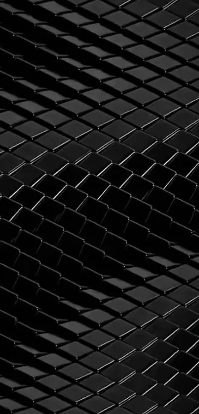 Sleek black geometric wallpaper with 3D texture.
