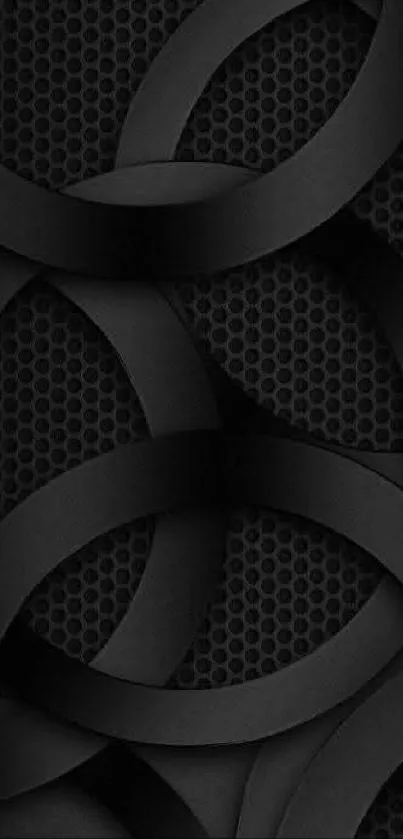 Sleek black geometric mobile wallpaper with circular designs.