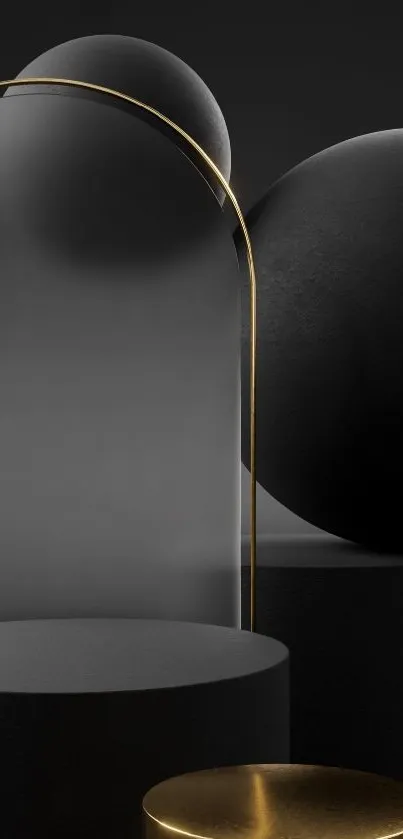 Sleek black and gold geometric mobile wallpaper.