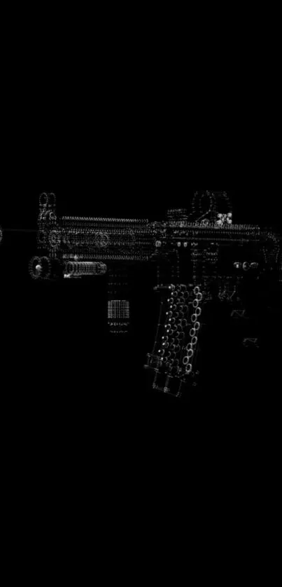 Black gun design on minimalist background wallpaper.