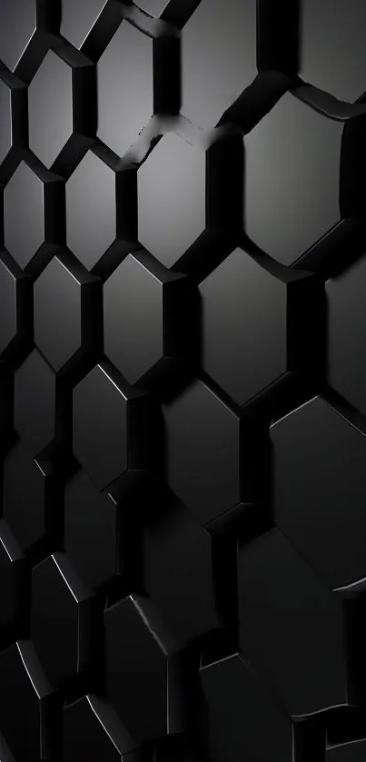 Sleek black hexagon pattern wallpaper with modern design.