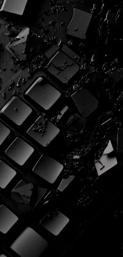 Sleek shattered black keyboard wallpaper.