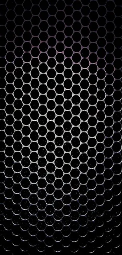 Futuristic black mesh design wallpaper with hexagonal pattern.