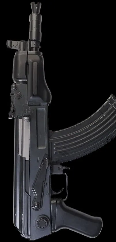 Three black rifles on a white background.
