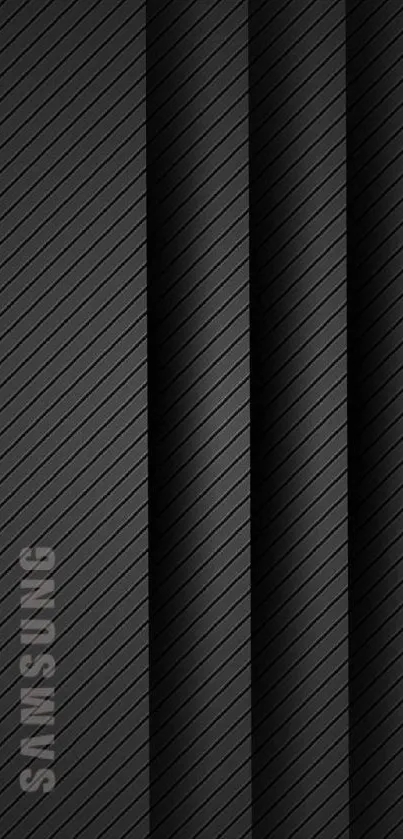 Sleek black Samsung wallpaper with diagonal stripe design.