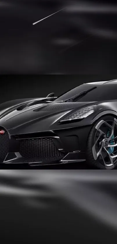 Sleek black sports car in high-definition detail.