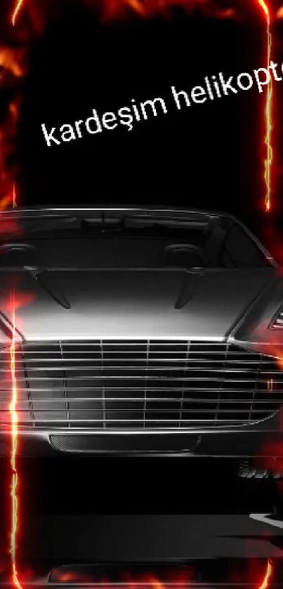 Sleek black sports car on dark background.