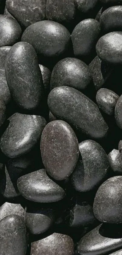 Sleek black stones creating a zen-inspired wallpaper.