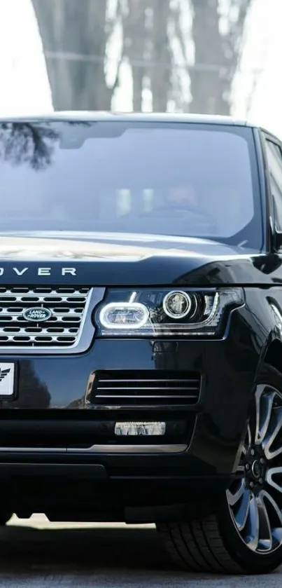 Sleek black SUV parked outdoors, showcasing luxury design.