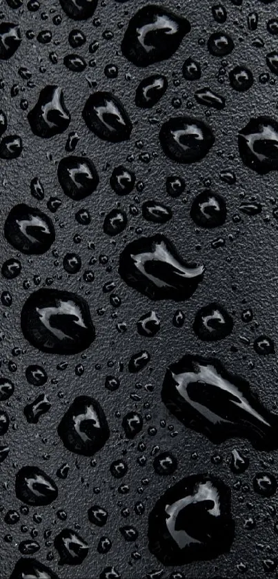 Sleek black wallpaper with glossy water droplets.