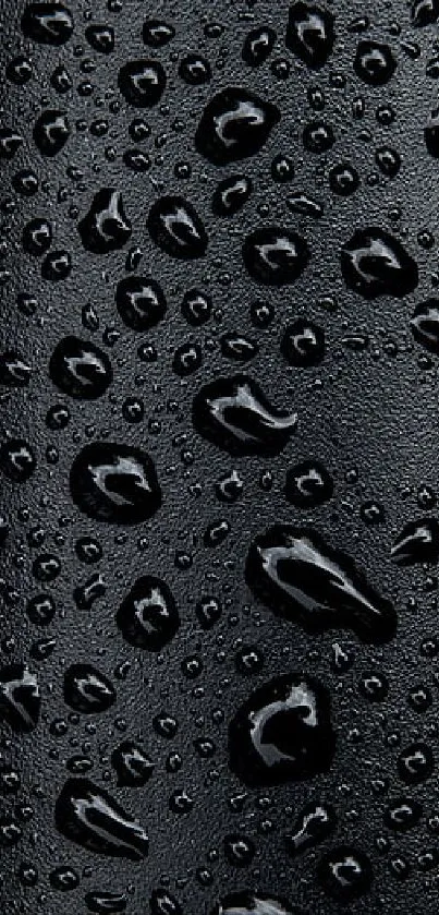 Elegant black wallpaper with realistic water droplets, perfect for modern phones.