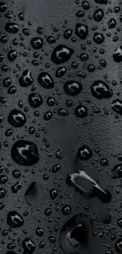 Sleek black wallpaper with realistic water droplets texture.