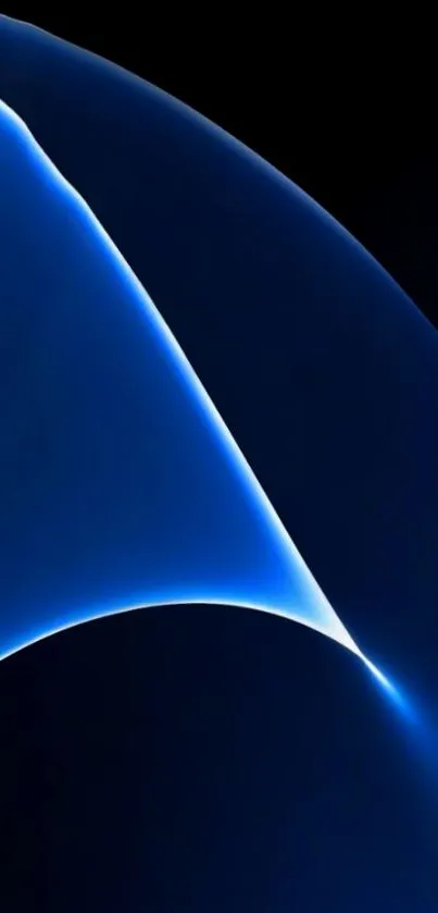 Sleek abstract blue curves on a dark background mobile wallpaper.