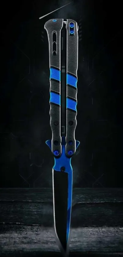 Sleek black and blue knife wallpaper for mobile screen.