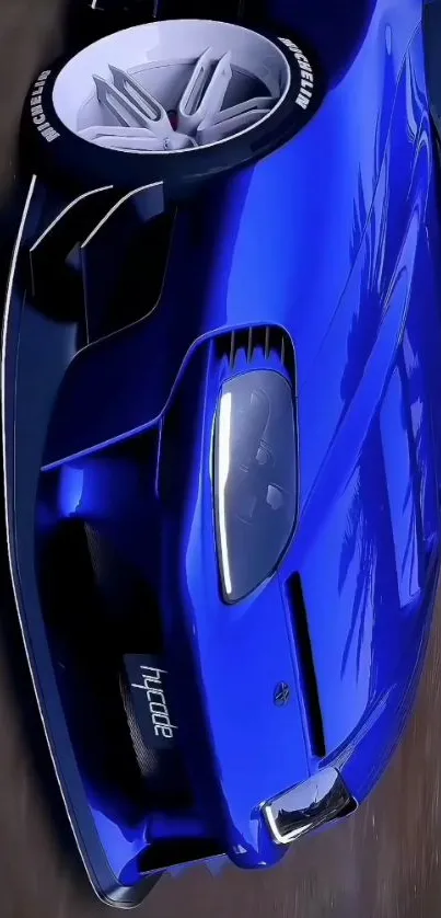 Sleek blue sports car with glossy finish.