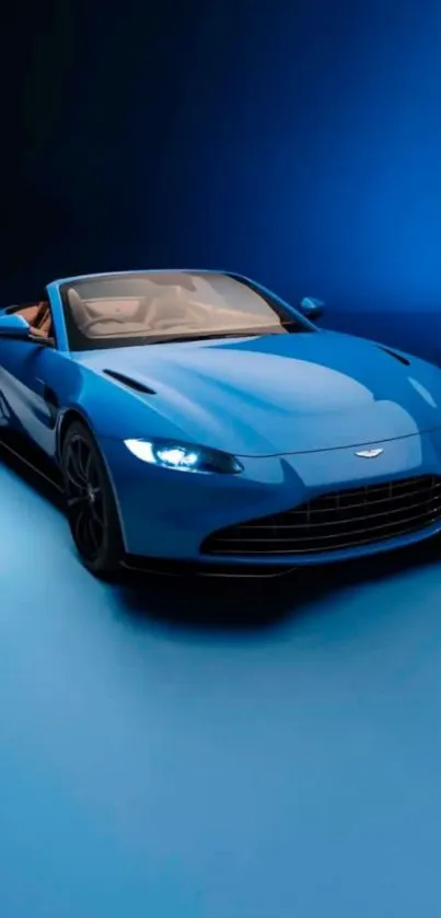 Blue sports car on a deep blue background.