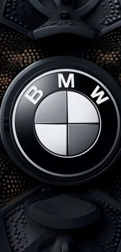 BMW logo on a dark textured background.