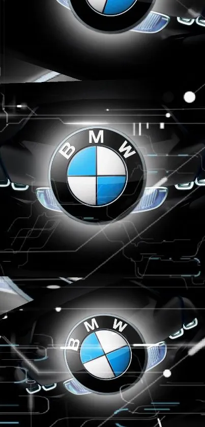 BMW logo wallpaper with sleek black design.