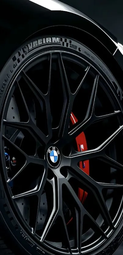 Close-up of a sleek BMW wheel in luxury detail.