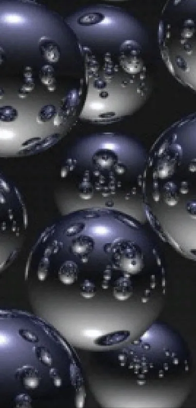 Glossy black bubbles abstract wallpaper for mobile devices.