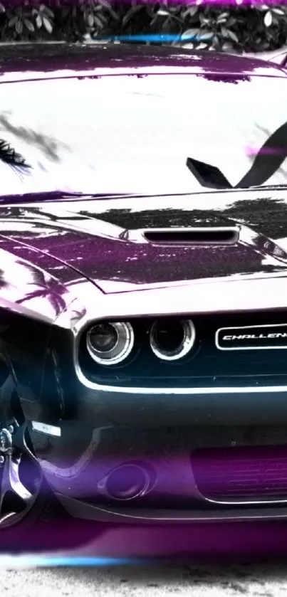 Sleek car in purple tones with stylish design.