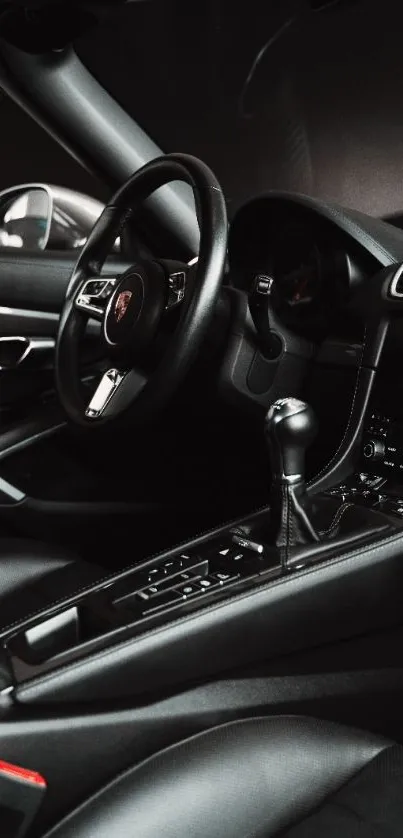 Sleek and sophisticated car interior in black.