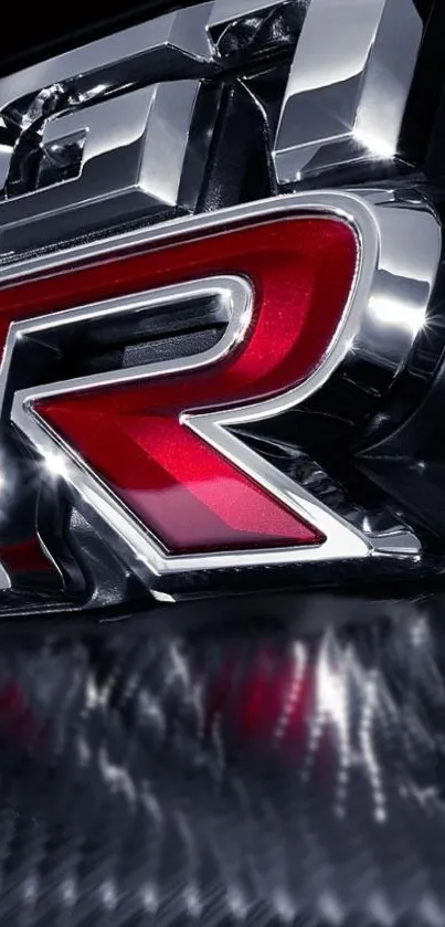 Red and silver car logo wallpaper for mobile.