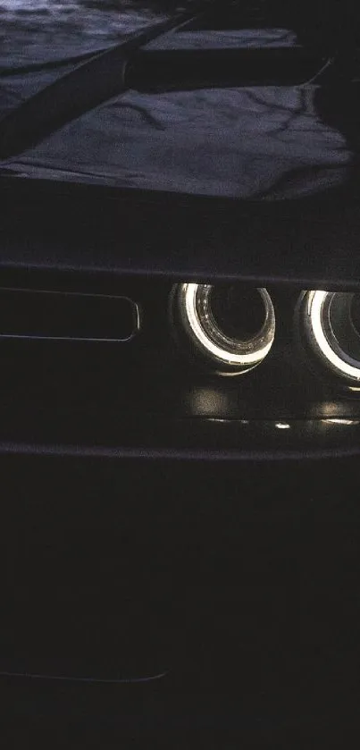 Sleek car headlights in darkness, night wallpaper