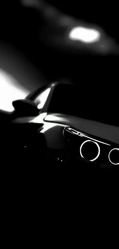 Sleek black and white car silhouette wallpaper.